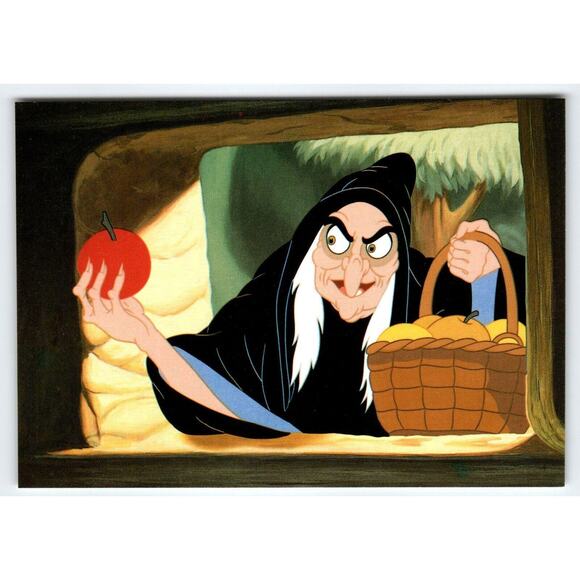 Hag Witch Apple Basket Snow White And The Seven Dwarfs Disney Postcard Vintage - Picture 1 of 2